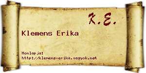 Klemens Erika névjegykártya